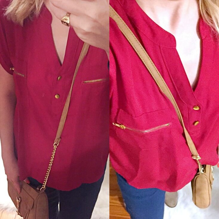 Red short sleeve blouse fall 2019 outfits