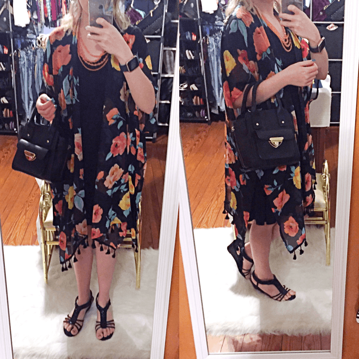 Black dress with floral kimono dressy summer outfit for 2019