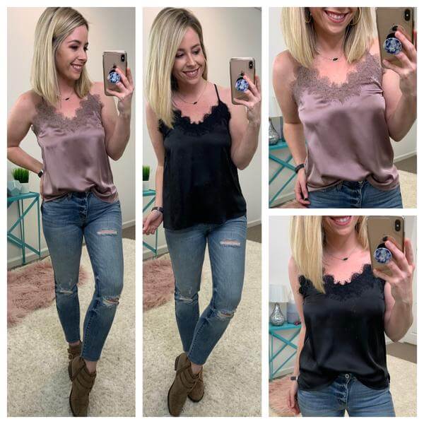 Madison and Mallory satin and lace top