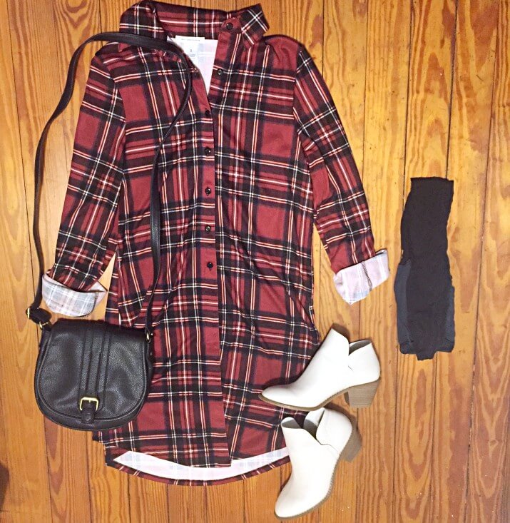 Red plaid tunic shirt fall 2019 outfits