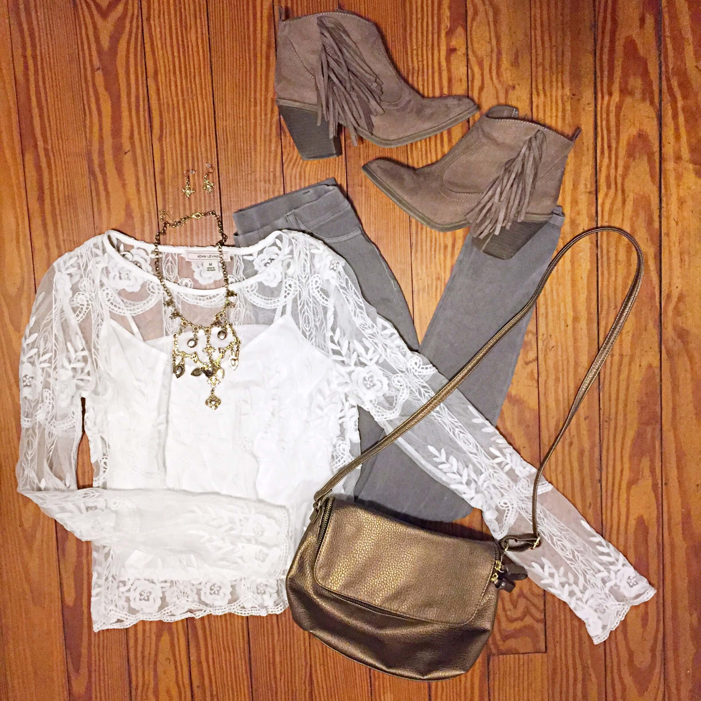 White lace shirt fall 2019 outfits