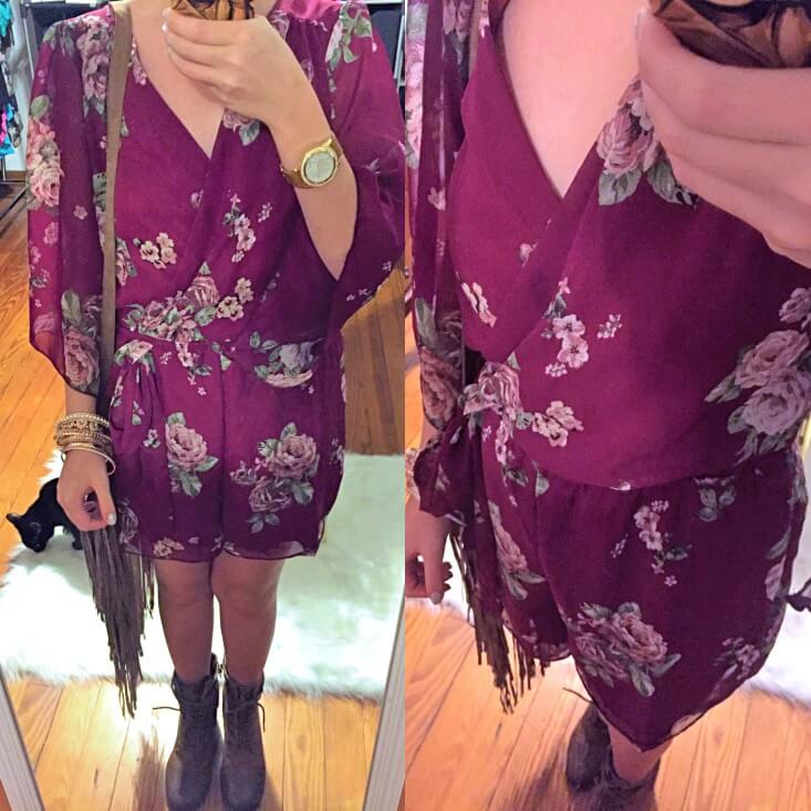 Floral romper fall 2016 outfit