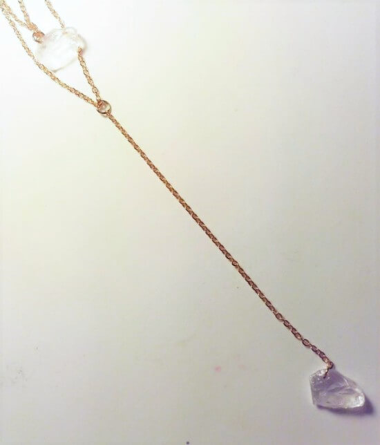 Layered crystal y necklace