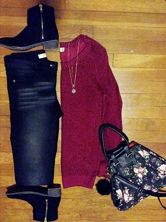 Burgundy sweater fall 2016 outfit