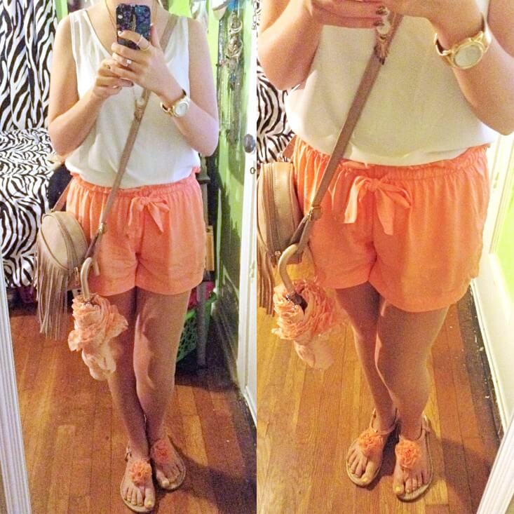 Coral soft shorts summer 2016 outfit