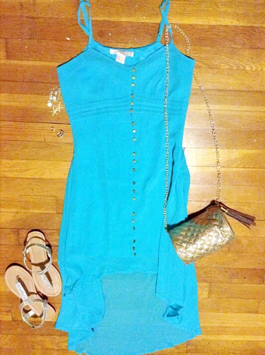 Teal high-low dress summer 2016 dressy outfit