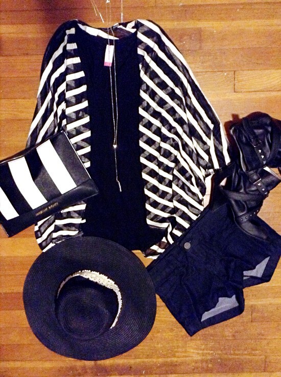 Black and white stripe kimono summer 2016 outfit