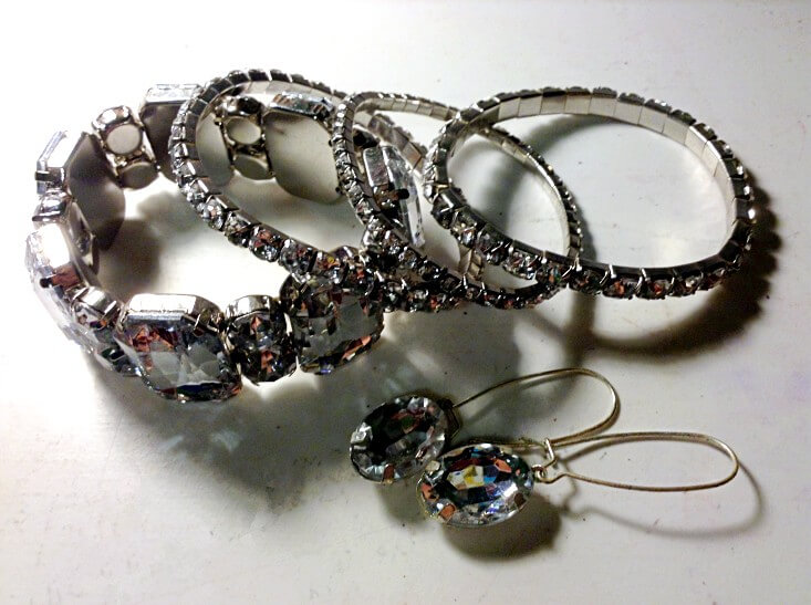 Cubic zirconia bracelets and earrings