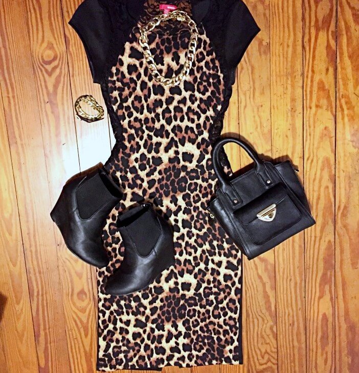 Leopard scuba dress dressy spring outfit for 2016