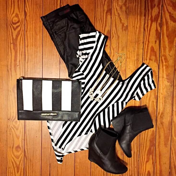 Black and white stripe bodysuit outfit