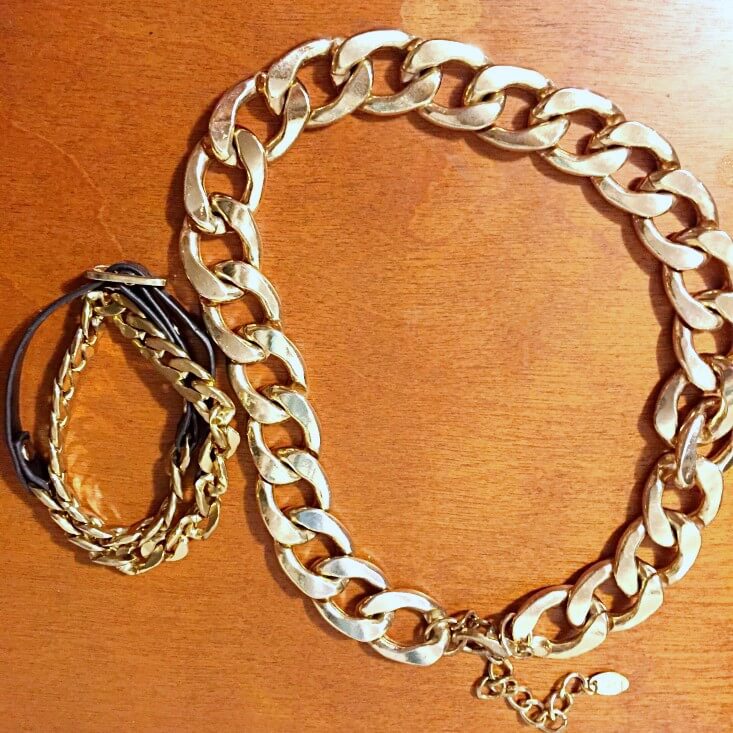 Gold chain necklace and bracelet