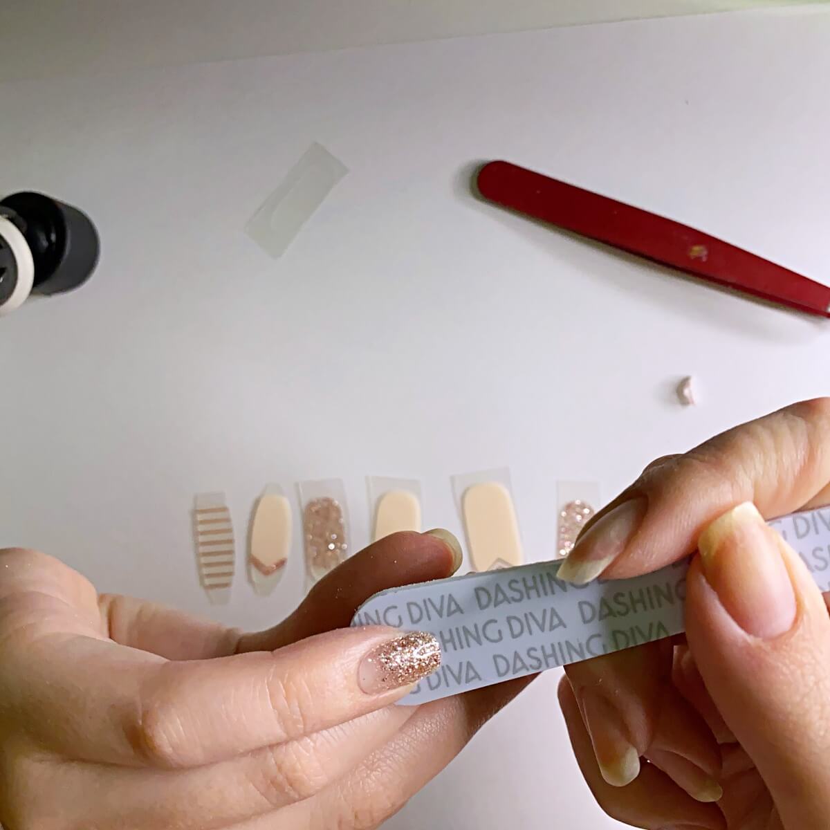 buffing edges of nail polish strips