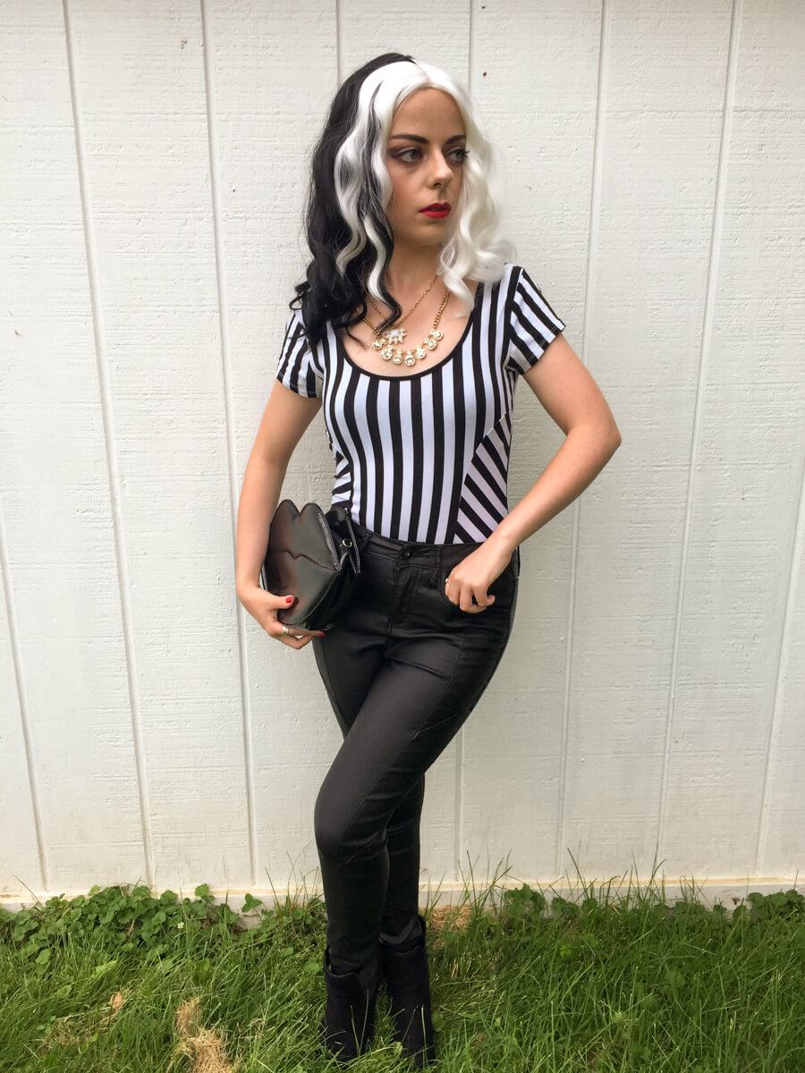 black and white stripe bodysuit outfit