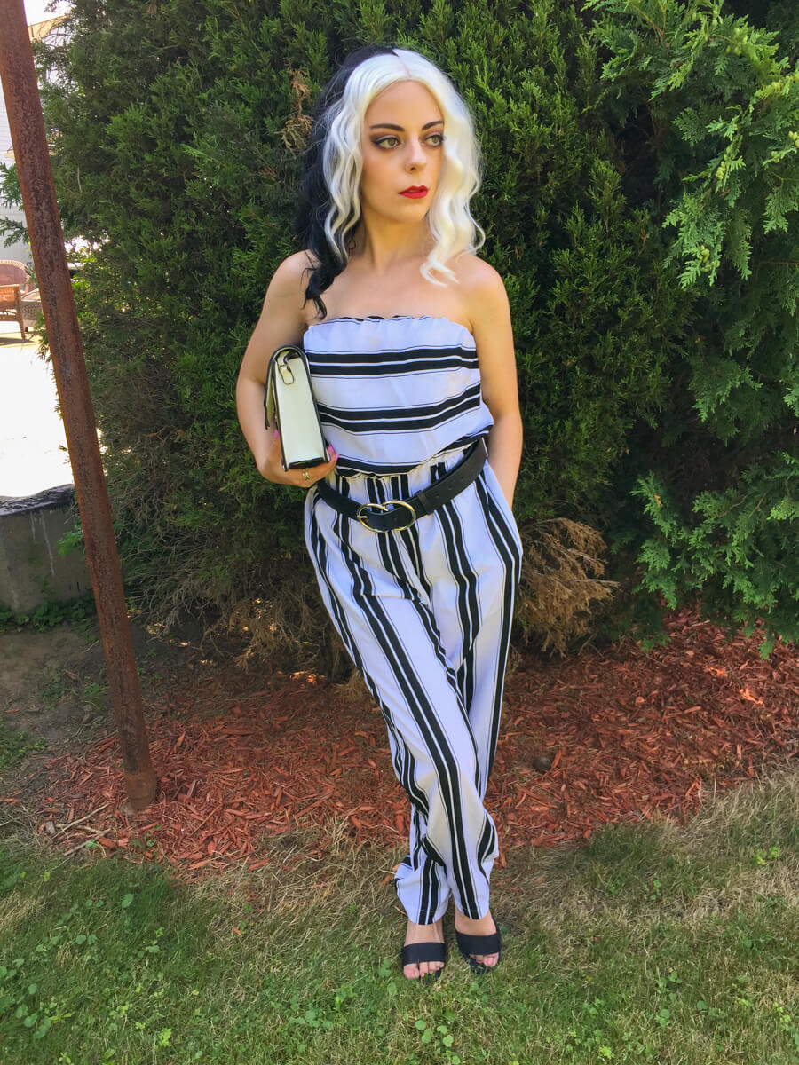 black and white stripe jumpsuit outfit