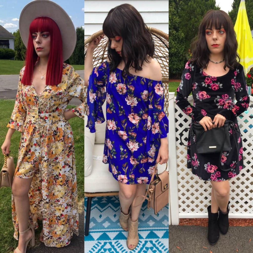 Outfit: vintage romance in floral dress and lace up boots