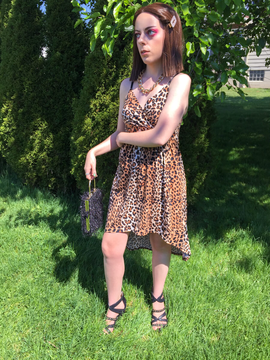 spaghetti strap high low leopard dress outfit