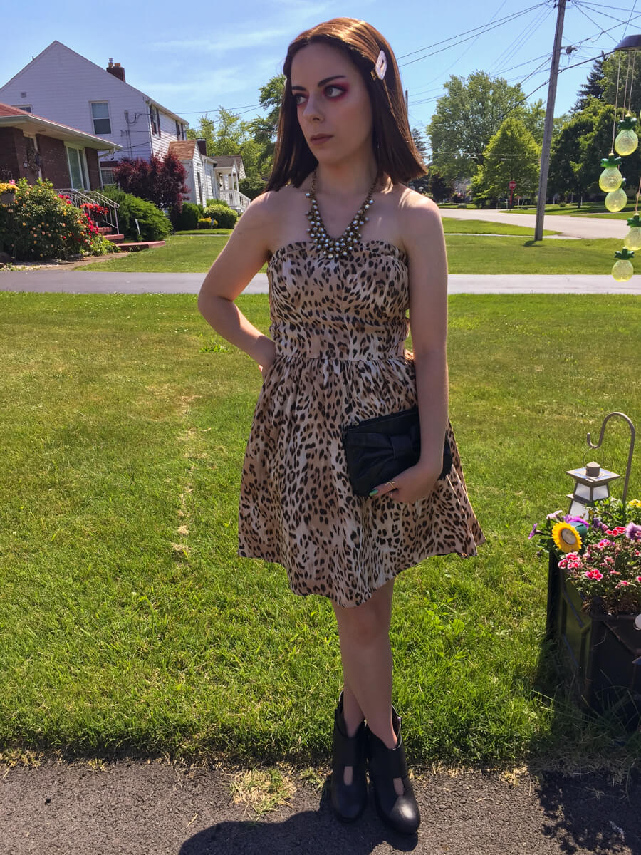 strapless tulle leopard dress outfit