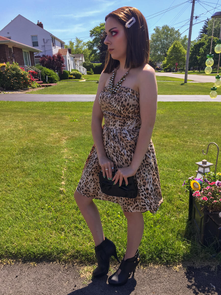 strapless tulle leopard dress outfit