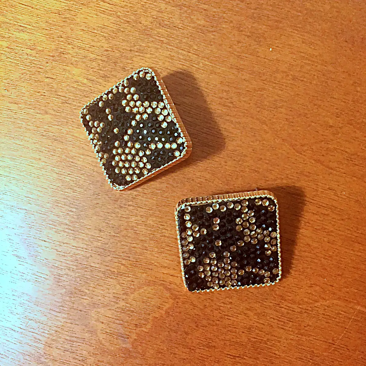 leopard rhinestone large square post earrings