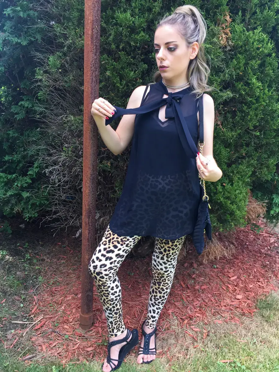 sheer dress blouse leopard legging outfit