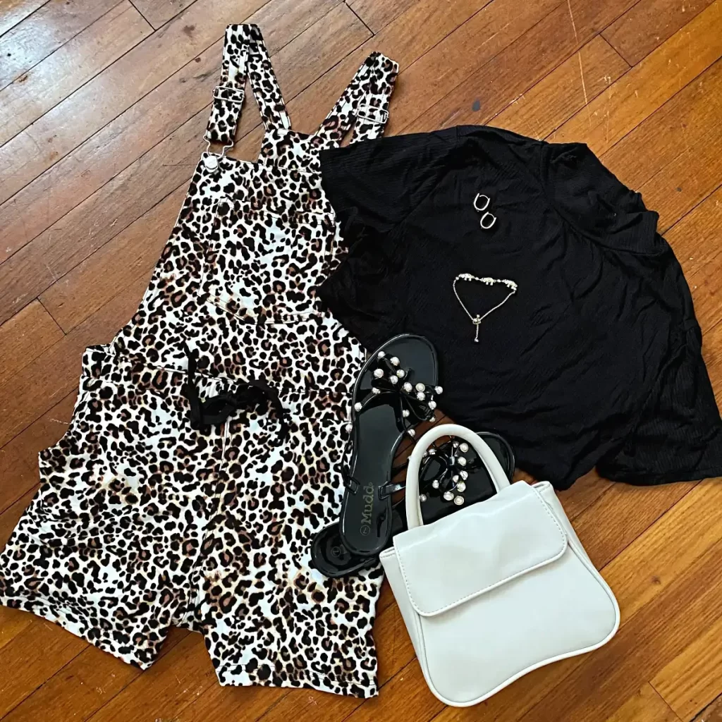 leopard overalls romper outfit