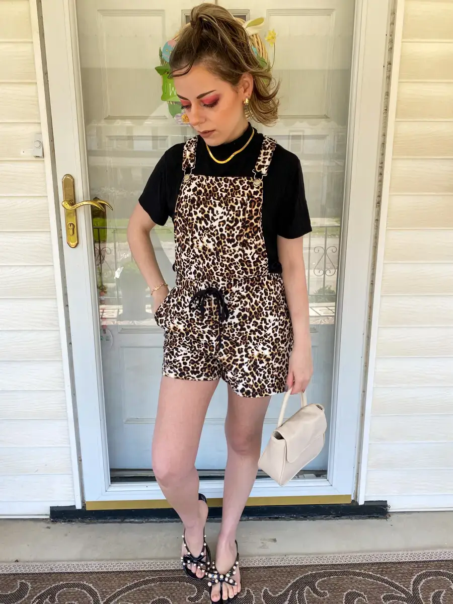 leopard overalls romper outfit