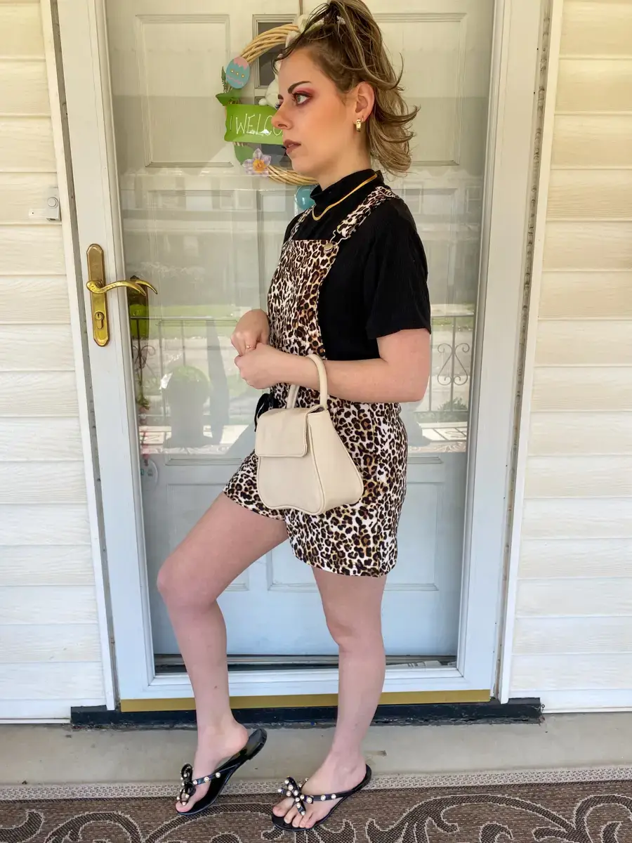 leopard overalls romper outfit