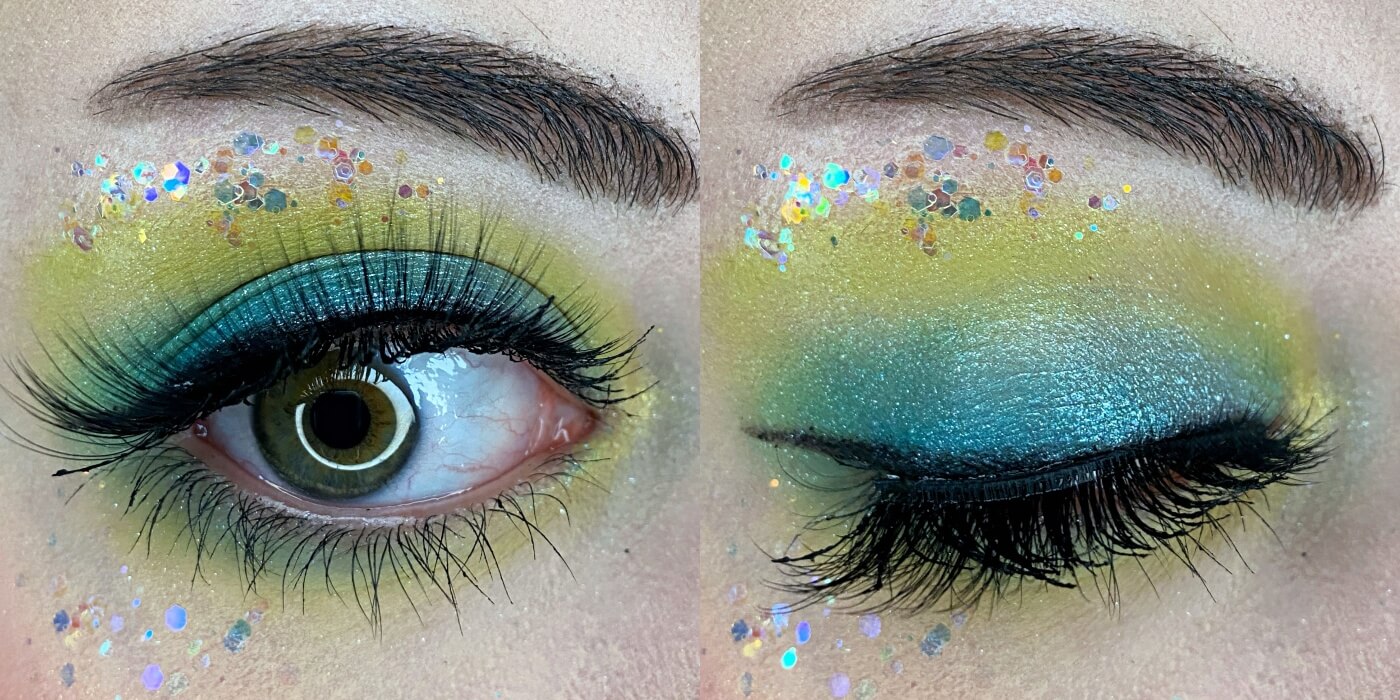 wearing wet n wild Care Bears Caring Counts Palette for Eye and Face green eyeshadow look