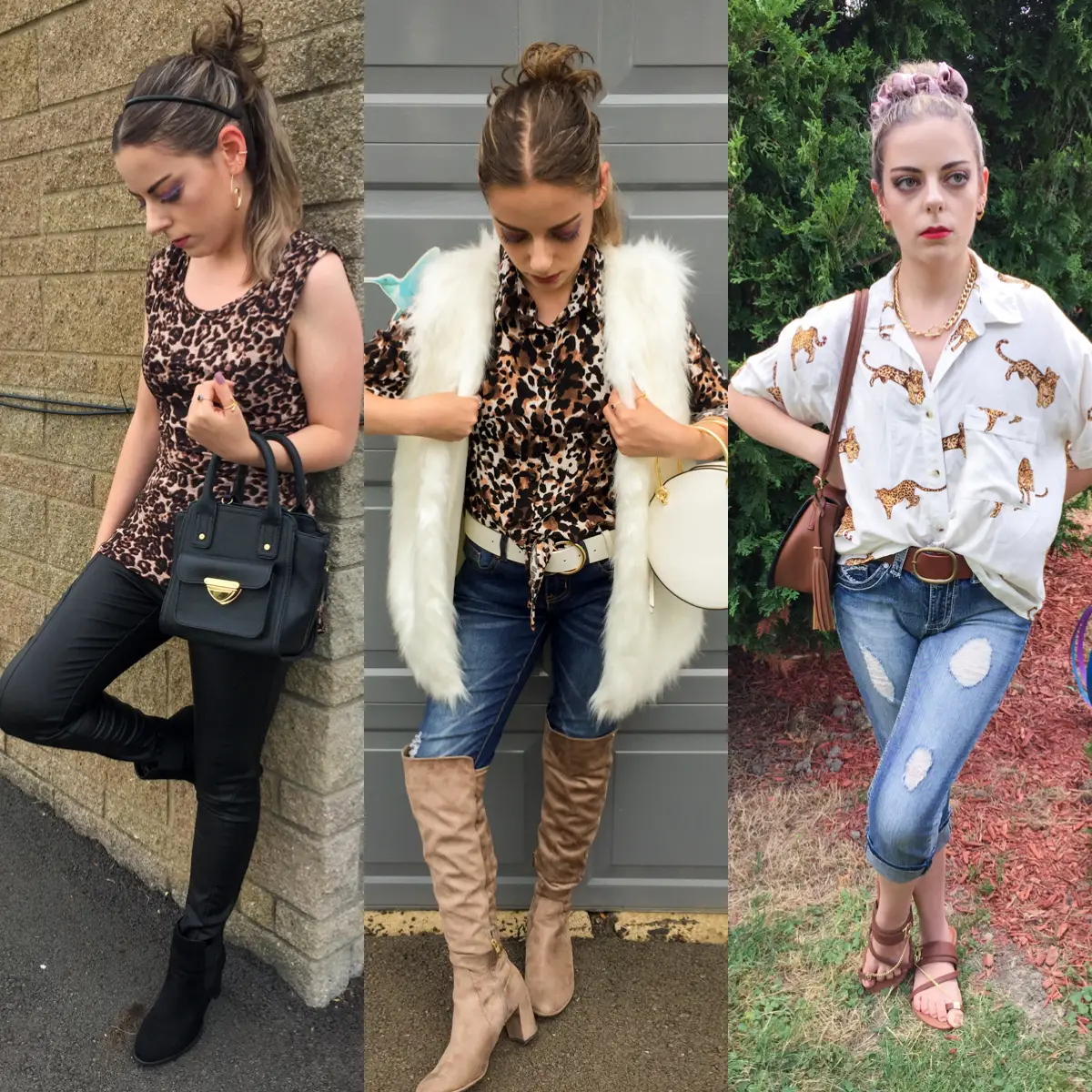 Brown Leopard Leather Belt with Leather Pumps Outfits (2 ideas & outfits)