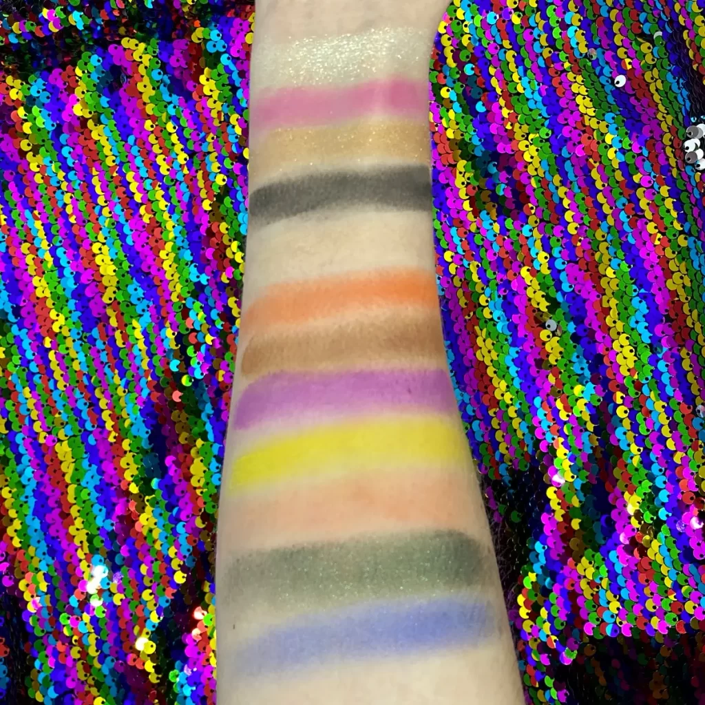 wet n wild pride palette for eye and face swatches