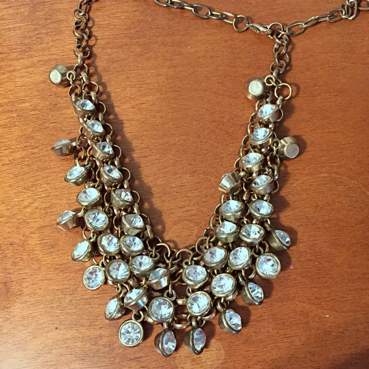 cubic zirconia gold statement necklace
