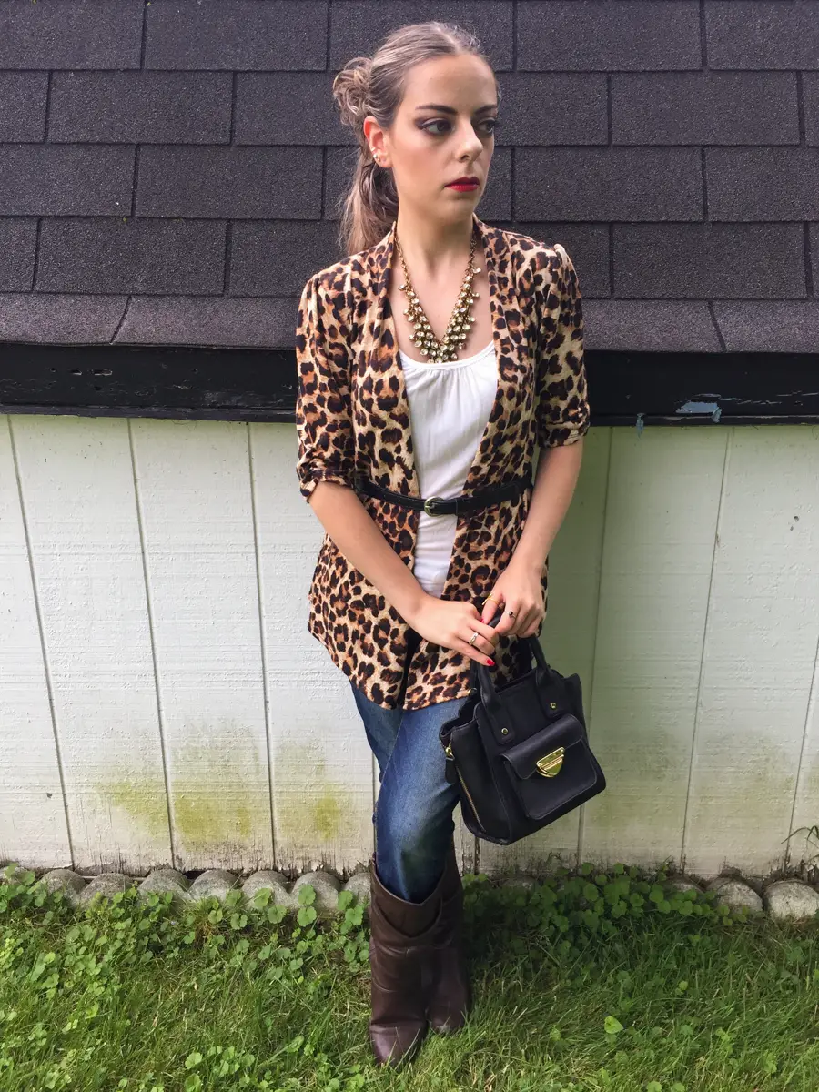 leopard cardigan outfit