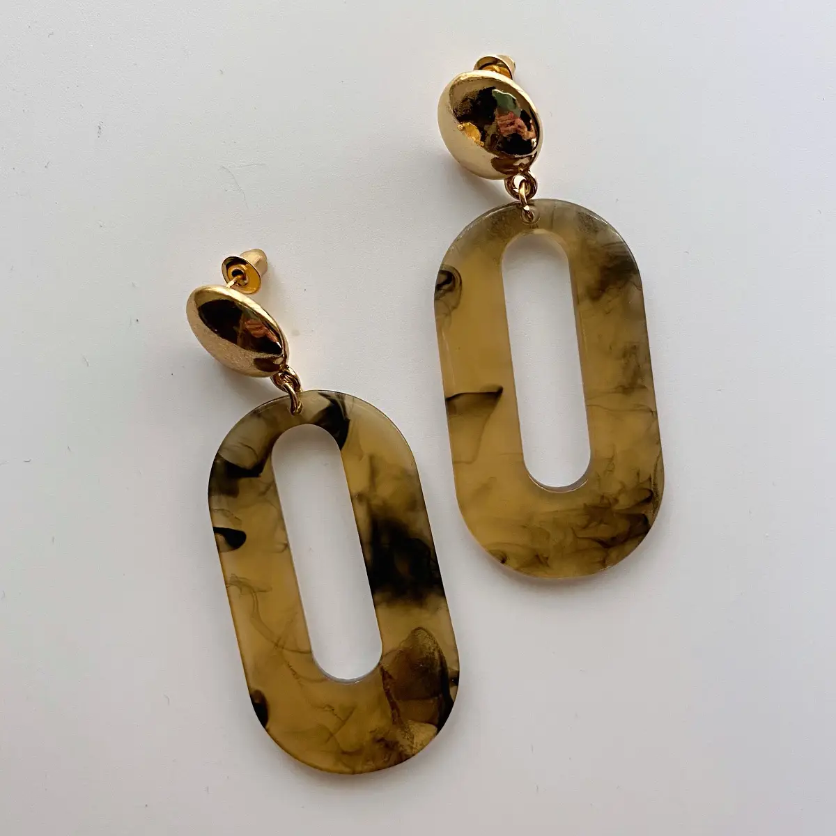 leopard tortoise dangle oval earrings