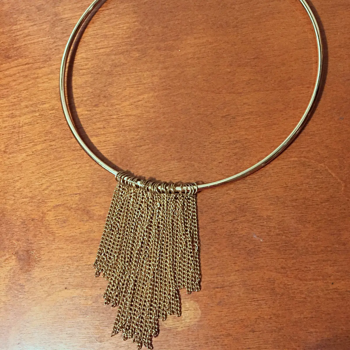 gold circle fringe necklace