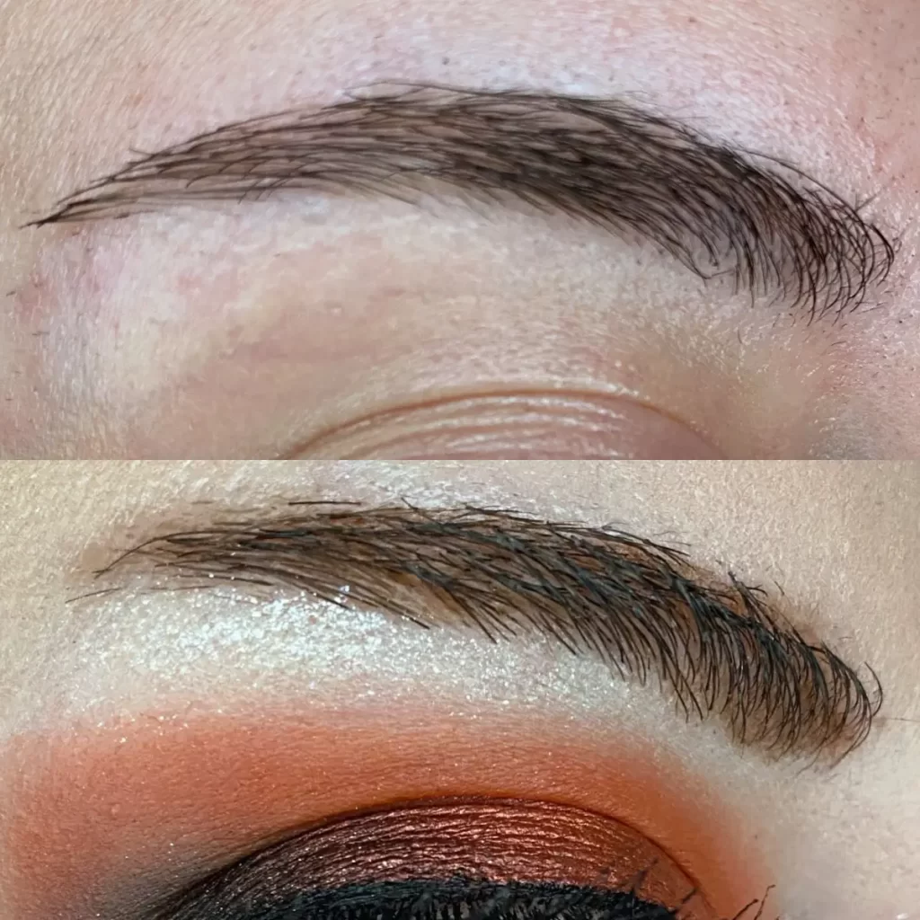 wearing elf cosmetics ultra precise brow pencil and brow lift