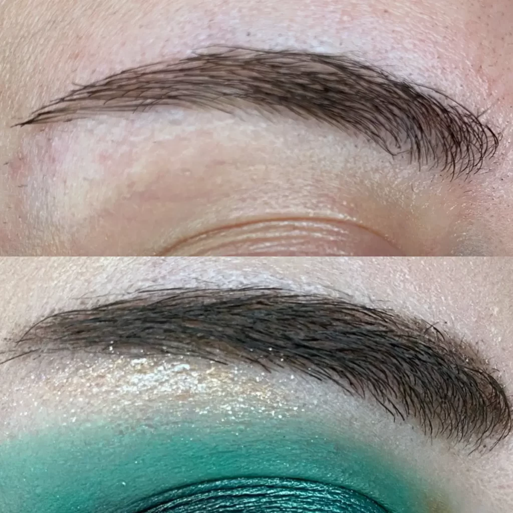 wearing elf cosmetics wow brow gel and instant lift brow pencil
