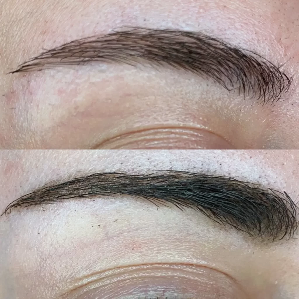 wearing elf lock on liner and brow cream