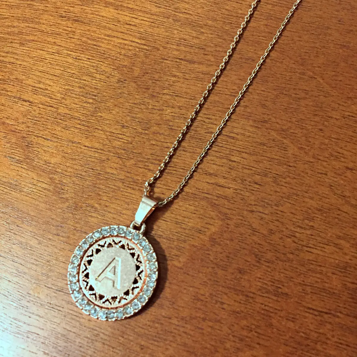 rose gold round initial necklace