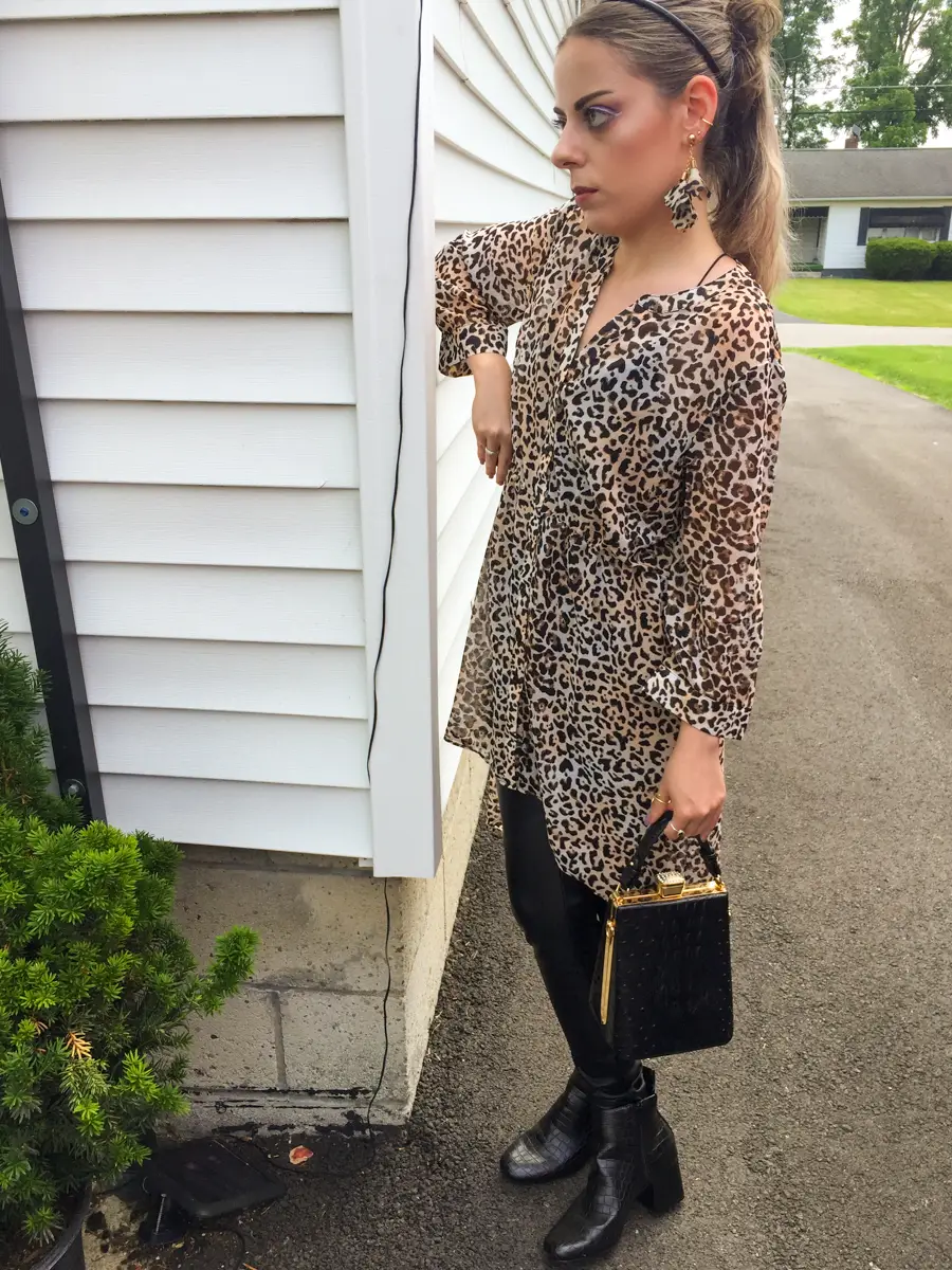 long sleeve leopard tunic outfit
