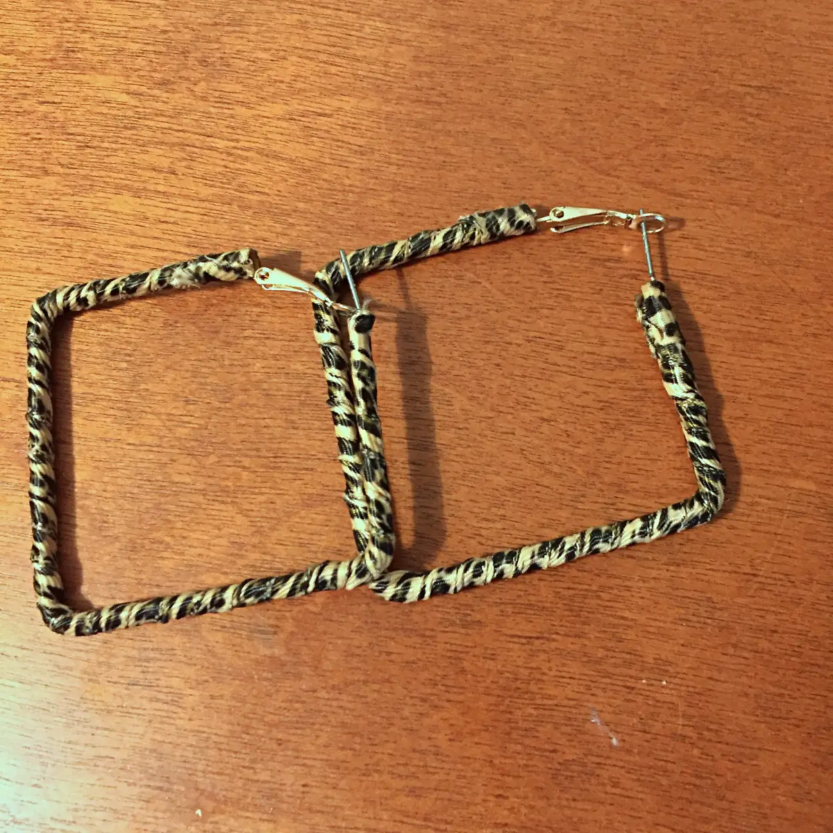 leopard fabric wrapped hoop earrings