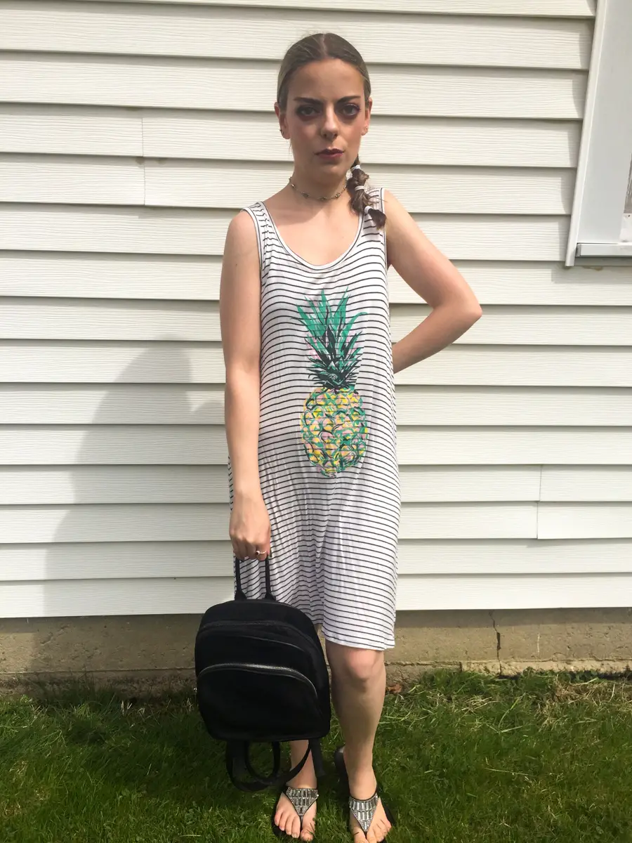 pineapple sleeveless dress outfit
