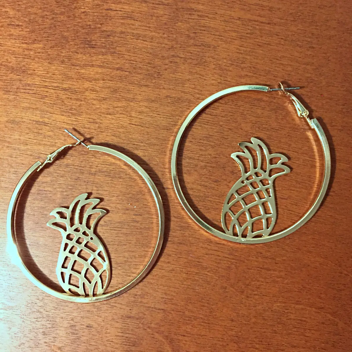 gold pineapple hoop earrings