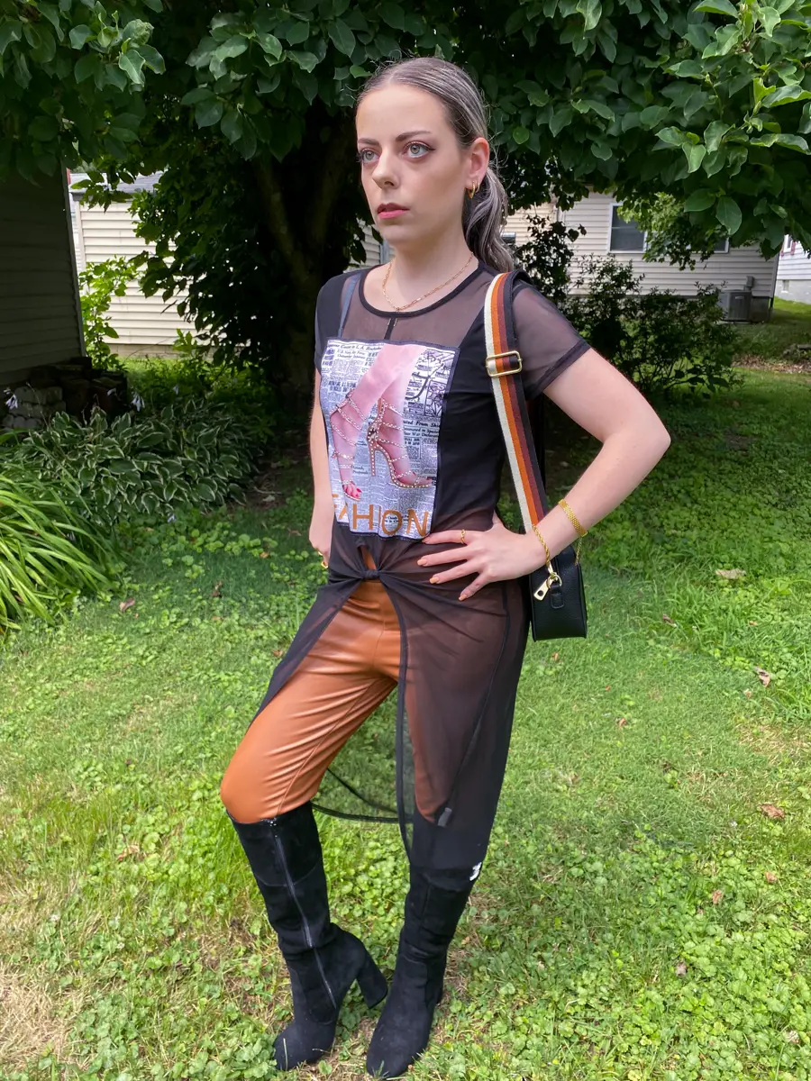 cognac leather leggings outfit