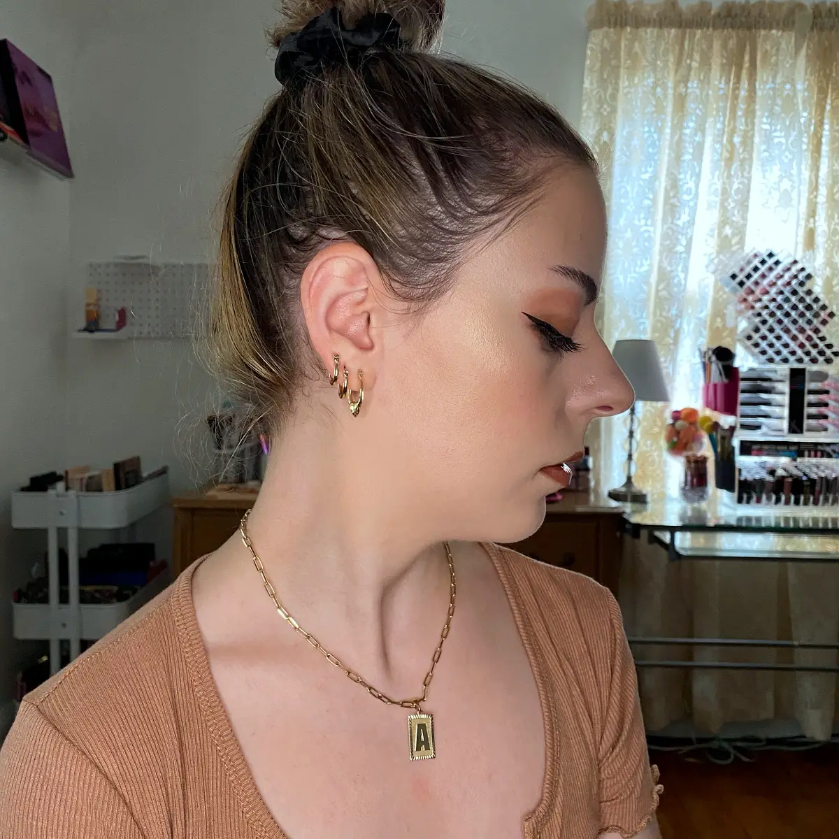 wearing elf Halo Glow Liquid Filter mixed into foundation