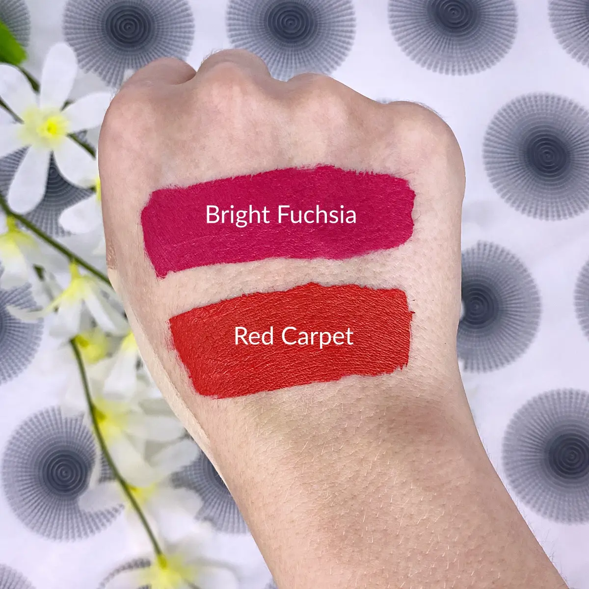 alix avien matte liquid lipstick bright fuchsia red carpet swatches