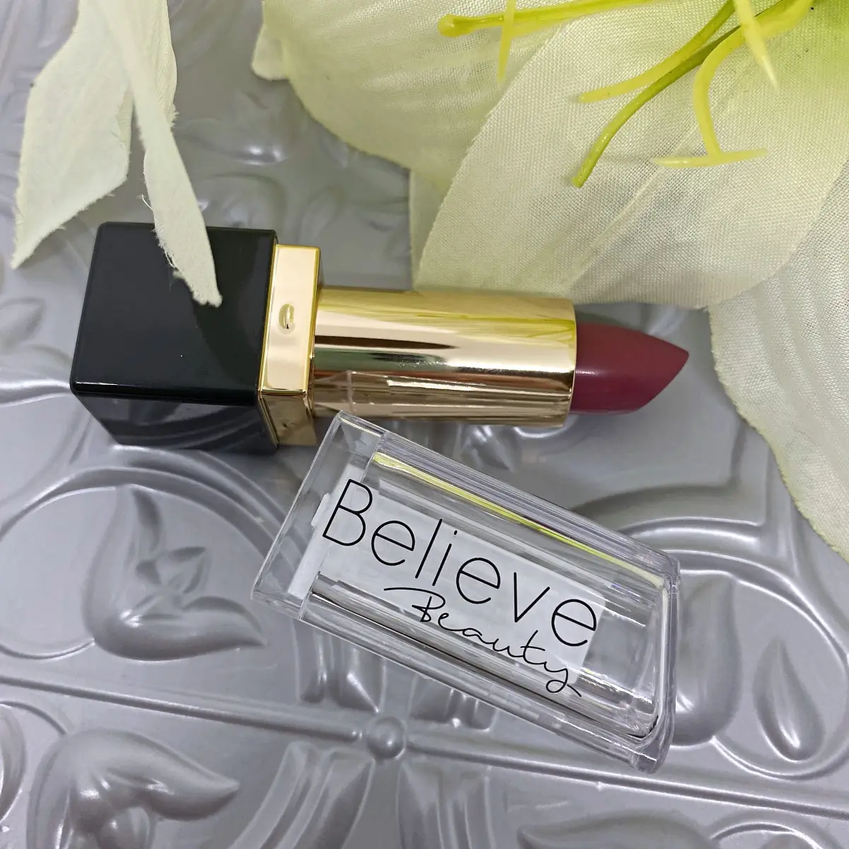 believe beauty satin crush lipstick vintage romance