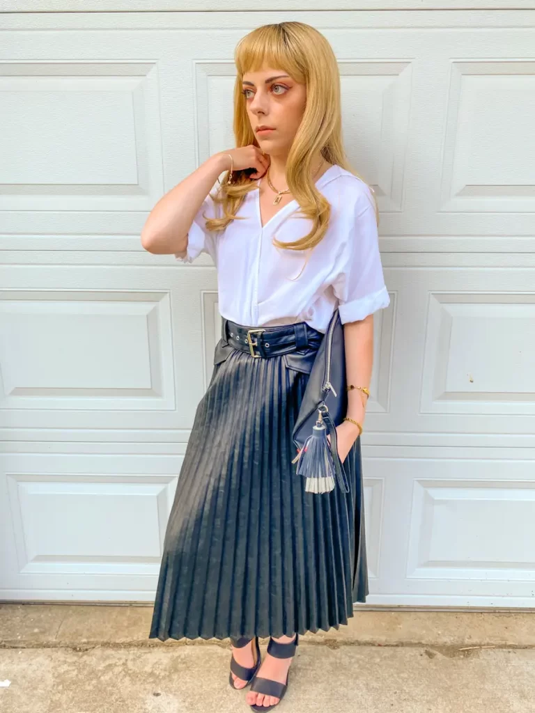 how to style a leather midi skirt for work