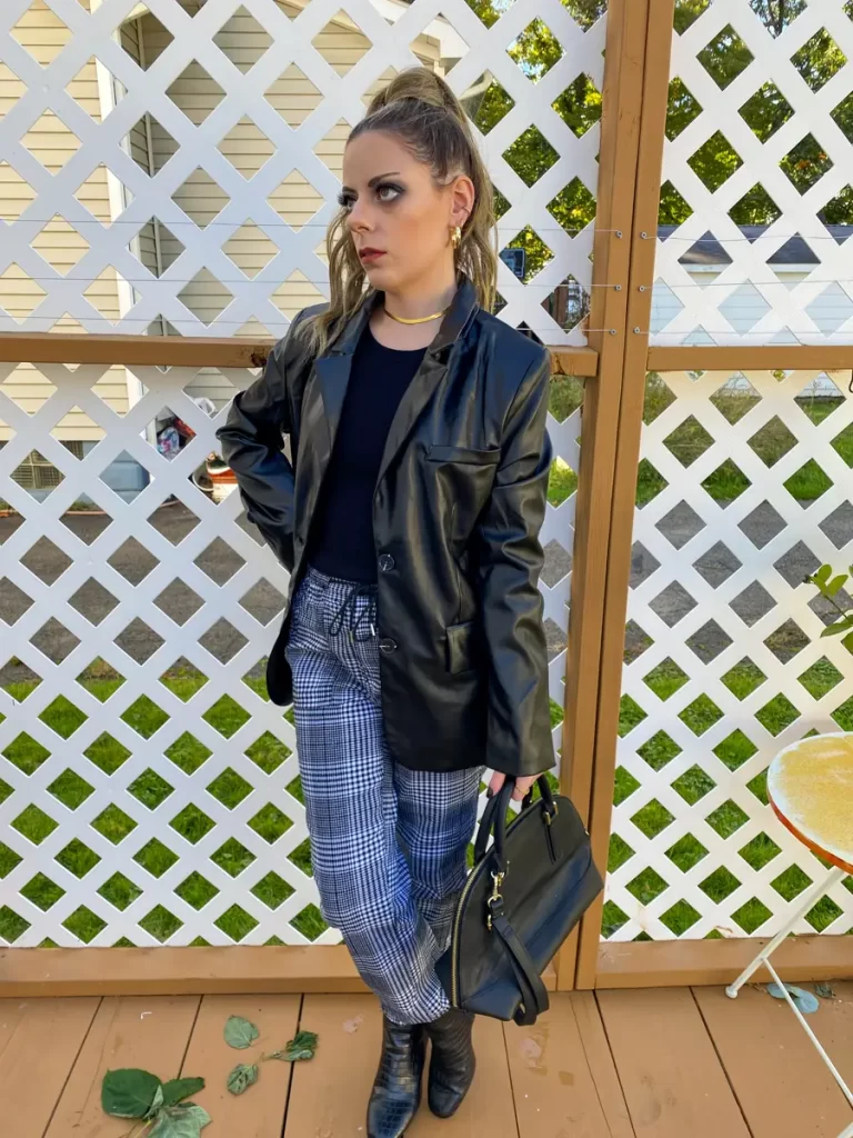 work plaid jogger outfit