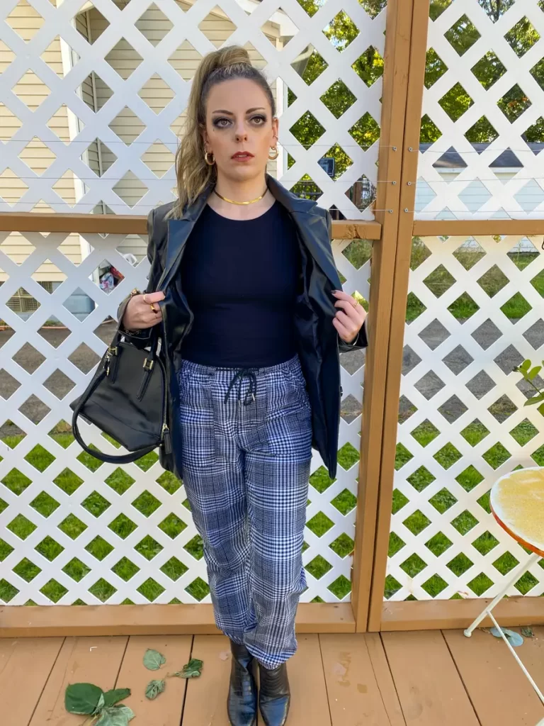 work plaid jogger outfit