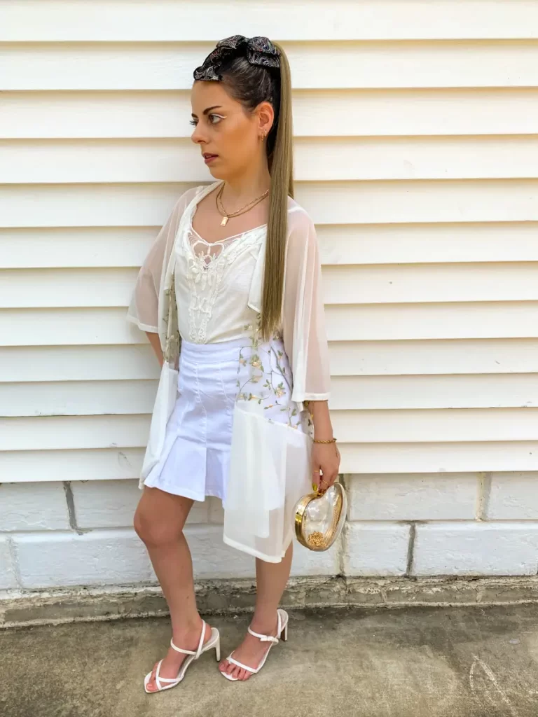 kimono white tennis skirt outfit